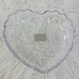 Mikasa Studio Clear Frosted Heart Shape Floral Crystal Glass Bowl Candy Dish